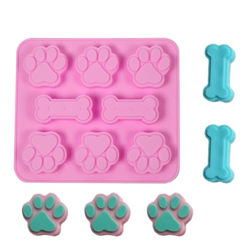 Kisstta Silikon Backform & backmatte Hundekekse – 6 Hundefußabdrücke & 2 Hundeknochen – Hochtemperaturbeständig, Leicht zu Reinigen, Perfekt für DIY Hundeleckerli und Süßigkeiten von Kisstta