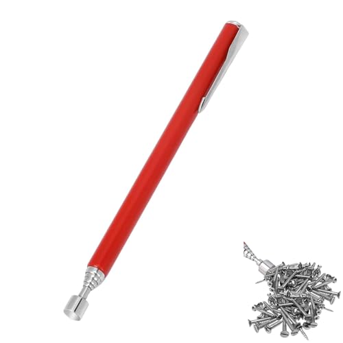 Kleinere Arbeiten Stab Magnet, 61.5 cm Ausziehbar Teleskop Magnetstab Werkzeug, 1kg Magnetstab Teleskop, Telescopic Magnetic Pick-Up Tool (Rot, 1 Stück) von Kisstta
