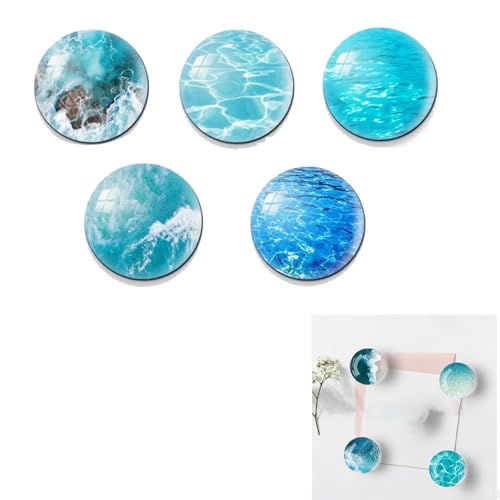 Kühlschrankmagnete,5 Stück Glas Bunter Kühlschrank Magnet, Magnete für Magnettafel, Magnete Kinder Ozean Kühlschrankmagnet Dekorative für Kühlschrank,Whiteboard,Kinder und Erwachsene Geschenk von Kisstta