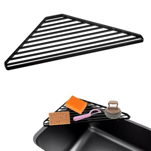 Spülbecken Organizer, Edelstahl Schwammhalter Spülbecken, Dreieckiges Spüllappenhalter, Mehrzweck Spültuchhalter, Kitchen Organizer, Spülorganizer für Geschirrtücher, Schwämme, Flaschen (Schwarz) Spülbecken Organizer, Edelstahl Schwammhalter Spülbecken, Dreieckiges Spüllappenhalter, Mehrzweck Spültuchhalter, Kitchen Organizer, Spülorganizer für Geschirrtücher, Schwämme, Flaschen (Schwarz) von Kisstta