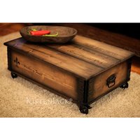 Couchtisch Holzkiste Frachtkiste Holztruhe Mit Rollen "Wine Company" von KistenJack