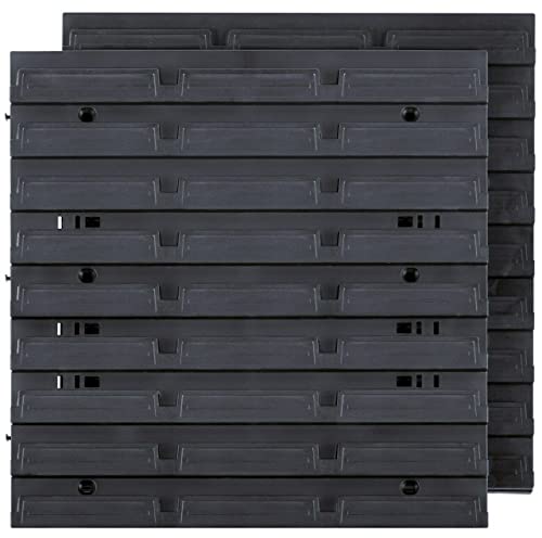 Kistenberg 2er Set Wandregal für Stapelboxen Sichtlagerkästen Sichtlagerboxen Sortimentskasten Werkzeugwand Wandplatte Wandregal (erweiterbar, Kunststoff, Schwarz, 386 x 18 x 390 mm) von Kistenberg