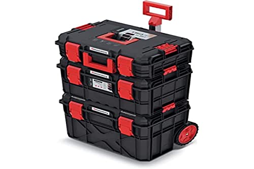 3 tlg. Werkzeugkiste Set 3in1 Rollende Werkstatt Staub- und Wasserdicht Kunststoff 546 x 380 x 870 mm von Kistenberg