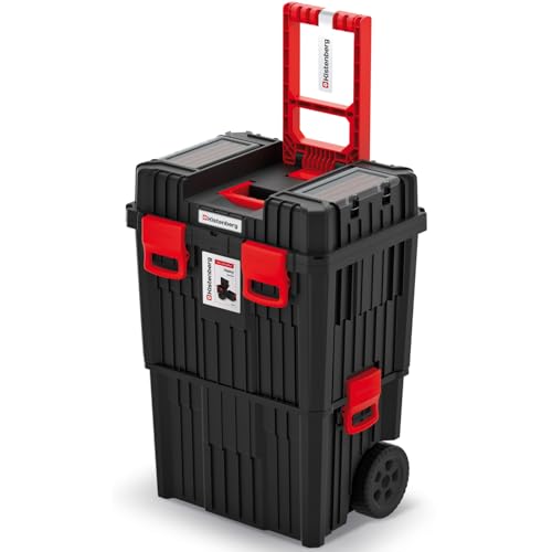 Kistenberg 2 in 1 Werkzeugtrolley Werkzeugkiste Werkzeugkasten Werkstattkoffer Rollende Werkstatt (Klemmverschlüssen, Organizer im Deckel, Staubdicht, 450 x 360 x 640 mm (Mit Kunststoff-Verschluss) von Kistenberg