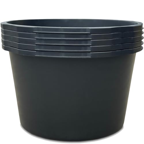 Kistenberg 5X Mörtelkübel 65 Liter | Eimer mit Skala | aus robustem Kunststoff | schwarz | ideal für Bauarbeiten, Garten und Heimwerkerprojekte | 58 x 35 cm von Kistenberg