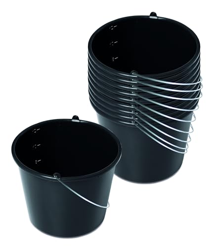 Kistenberg 10x Baueimer 12 Liter | Eimer mit Skala und ergonomischem Griff | aus robustem Kunststoff | schwarz | ideal für Bauarbeiten, Garten und Heimwerkerprojekte | 31 x 24 cm von Kistenberg