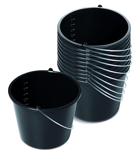 Kistenberg 10x Baueimer 20 Liter | Eimer mit Skala und ergonomischem Griff | aus robustem Kunststoff | schwarz | ideal für Bauarbeiten, Garten und Heimwerkerprojekte | 36,5 x 28 cm von Kistenberg