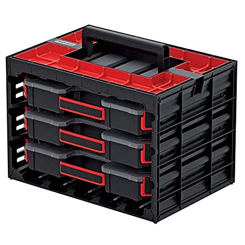 Kistenberg Sortimentskasten SET Werkzeugkoffer Sortierbox Kleinteilemagazin (inklusive 3x Sortimentskästen mit Einsatz - Boxen, Komfortabler Griff, wandmontierbar, stapelbar, 415 x 290 x 295 mm) von Kistenberg