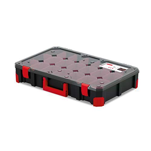Kistenberg Sortimentskasten Kleinteilemagazin Sortierbox Sortierkasten Sortimentskoffer Organiser inklusive herausnehmbaren Trennstegen/Trennwänden, transparenter Deckel, Gummiecken, 598x390x110mm von Kistenberg