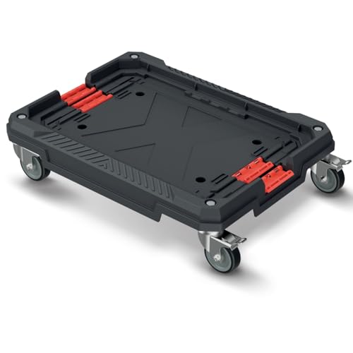 Kistenberg Transporthilfe Rollbrett Transportroller Kistenroller (Belastbarkeit bis 120 kg, Feststellbremse, Kunststoff, kompatibel: X-Block und Modular Solution, 585 x 440 x 145 mm) von Kistenberg
