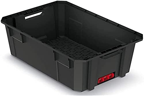 Kistenberg Transportkiste Lagerkiste Werkzeugkiste Stapelbox (Ladefähigkeit bis 25 kg, stapelbar, schwarz, Kunststoff, X-Block Pro Abmessungen: 544 x 362 x 300 mm) von Kistenberg