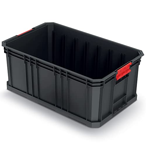 Kistenberg Transportkiste Stapelbox Werkzeugkiste Lagerkiste Aufbewahrungsbox Modulkiste (stapelbar, Ladefähigkeit bis 50 kg, Kunststoff, schwarz, Modular Solution 520 x 329 x 210 mm) von Kistenberg