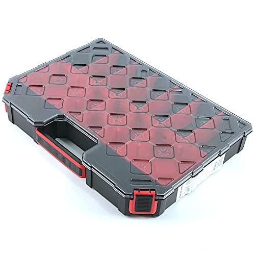 Sortierbox Sortimentskasten Kleinteilemagazin mit Trennwänden Ergonomischer Griff Kunststoff Durchsichtiger Deckel 390 x 284 x 60 mm von Kistenberg