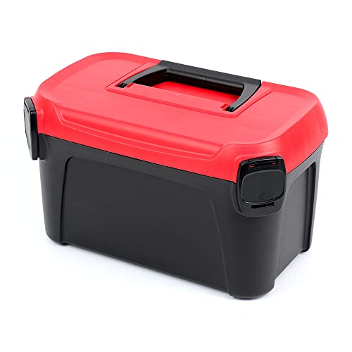 Werkzeugkasten SMART Werkzeugkoffer mit integtierter Werkzeugtrage ABS Klemmverschlüsse Kunstoff (380 x 234 x 225 mm, Schwarz-Rot) von Kistenberg