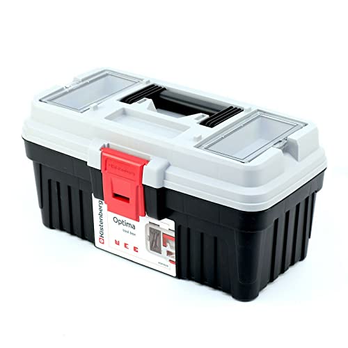 Werkzeugkoffer Werkzeugbox Werkzeugkasten mit Werkzeugtrage Ergonomischer Griff Robuster Deckel ABS Klemmverschlüsse 360 x 195 x 183 mm Grau von Kistenberg