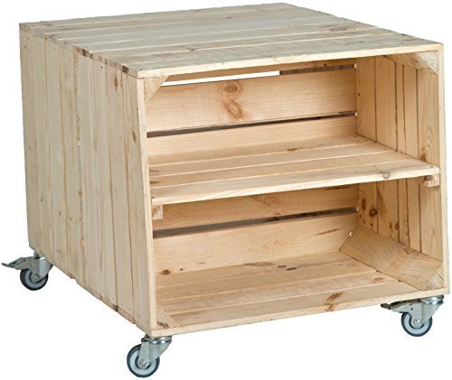 2er Obstkistentisch "Johanna" mit Rollen Maße 62 x 50 x 48cm Couchtisch Abstelltisch Couch Tisch Weinkiste Holzkiste Regal Obstkiste Regaltisch Wohnzimmertisch (Natur mit Einlage) von Kistenkolli Altes Land