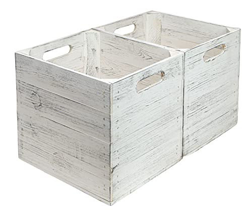 2er Set Holzkiste Aufbewahrungskiste passend für alle Kallaxregale und Expidit Regale Kallaxysteme Weinkiste Obstkiste Regalkiste Maße 33x37,5x32,5cm Kallax boxen Einsatz (Shabby weiss) von Kistenkolli Altes Land