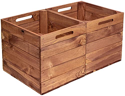 2er Set Holzkiste Aufbewahrungskiste passend für alle Kallaxregale und Expidit Regale Kallaxysteme Weinkiste Obstkiste Regalkiste Maße 33x37,5x32,5cm Kallax boxen Einsatz (Vintage Ocker) von Kistenkolli Altes Land