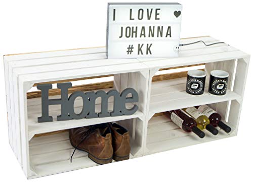 2er Set Obstkiste Johanna weiß, geflammt oder geflammt mit Boden mit oder ohne Mittelbretter Aufbwahrungsbox Weinkisten Regalkisten Aufbewahrungskisten(2er Set Paula Längs Weiss) von Kistenkolli Altes Land