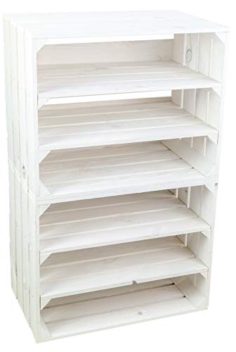 2er set Obstkiste "Johanna" weiß Aufbwahrungsbox Weinkisten Regalkisten Aufbewahrungskisten Standregal Weinkisten Holzkisten Bücherregal Weinregal (2er set Johanna doppelt weiss Längs) von Kistenkolli Altes Land
