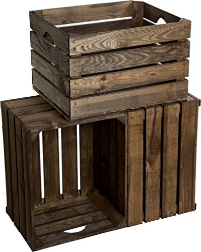 3er set massive Obstkiste Apfelkiste Weinkiste aus dem Alten Land +++ 49 x 42 x 31 cm (DUNKEL) von Kistenkolli Altes Land