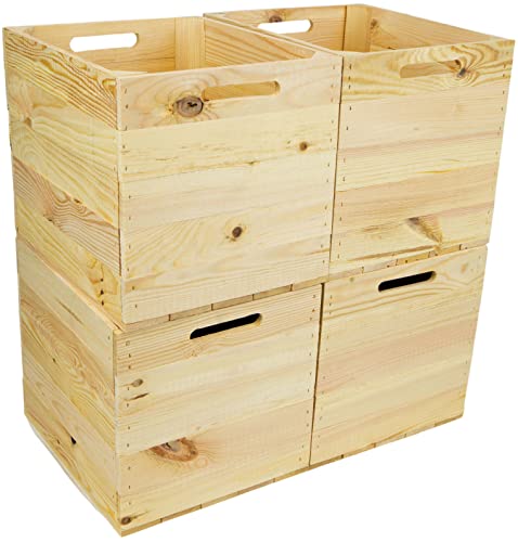 4er Set Holzkiste Aufbewahrungskiste Schubladenbox passend für alle Kallaxregale und Expidit Regale Kallaxysteme Weinkiste Obstkiste Regalkiste Maße 33x37,5x32,5cm Kallax boxen Einsatz (4er set Natur) von Kistenkolli Altes Land