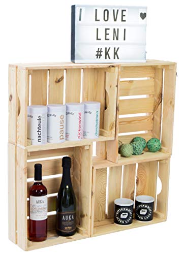 4er set Gemüsekiste Stapelkiste Stapelbox Holzkiste Weinkiste Obstkiste nachhaltig FSC zertifiziert (4er set 30x40x15, Natur) von Kistenkolli Altes Land