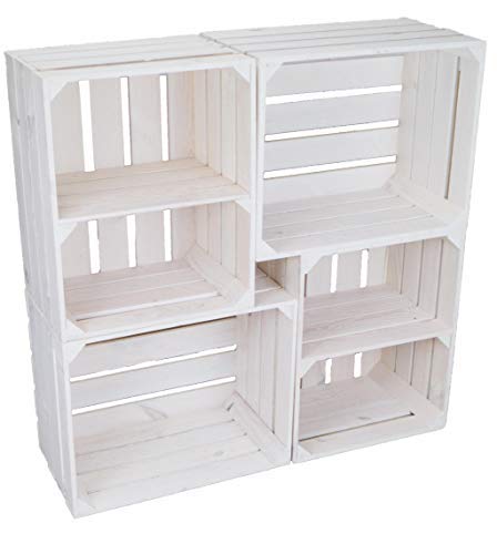 4er set massive Obstkiste Apfelkiste Weinkiste aus dem Alten Land +++ 50 x 40 x 30 cm (NEU WEISS 2 x Quer 2 x Ohne) von Kistenkolli Altes Land