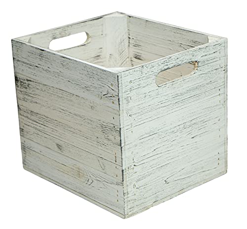 Aufbewahrungsbox Shabby weiss Einschubkiste Schubladenbox look passend für alle Kallaxregale und Expidit Regale Kallaxysteme Holzkiste Regalkiste Weinkiste Obstkiste Regalkiste 32x37x32cm (1er Set) von Kistenkolli Altes Land