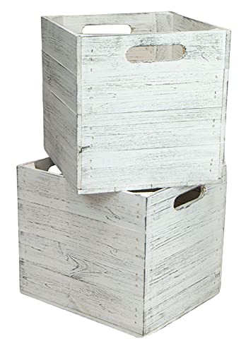 Aufbewahrungsbox Shabby weiss Einschubkiste Schubladenbox look passend für alle Kallaxregale und Expidit Regale Kallaxysteme Holzkiste Regalkiste Weinkiste Obstkiste Regalkiste 32x37x32cm (2er Set) von Kistenkolli Altes Land
