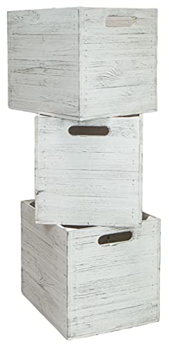 Aufbewahrungsbox Shabby weiss Einschubkiste Schubladenbox look passend für alle Kallaxregale und Expidit Regale Kallaxysteme Holzkiste Regalkiste Weinkiste Obstkiste Regalkiste 32x37x32cm (3er Set) von Kistenkolli Altes Land