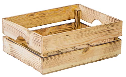 Gemüsekiste Stapelkiste Stapelbox Holzkiste Weinkiste Obstkiste nachhaltig FSC zertifiziert (40x30x15cm, Geflammt) von Kistenkolli Altes Land