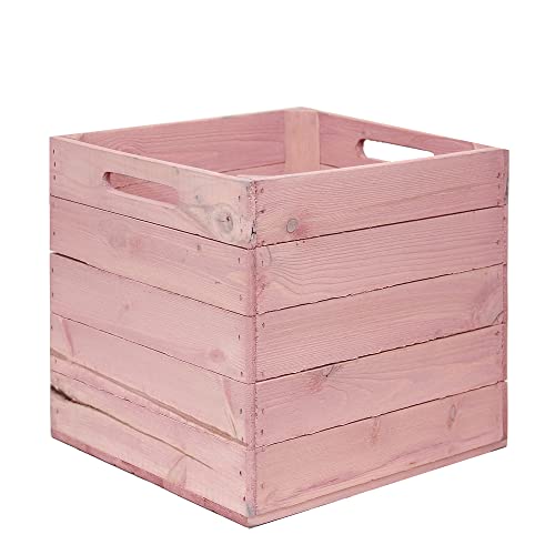 Holzkiste Aufbewahrungskiste passend für alle Kallax Regale und Expedit Regale Kallaxysteme Weinkiste Obstkiste Regalkiste Maße 33x37,5x32,5cm Einsatz Einschubkiste Spielzeugkiste (Rosa) von Kistenkolli Altes Land