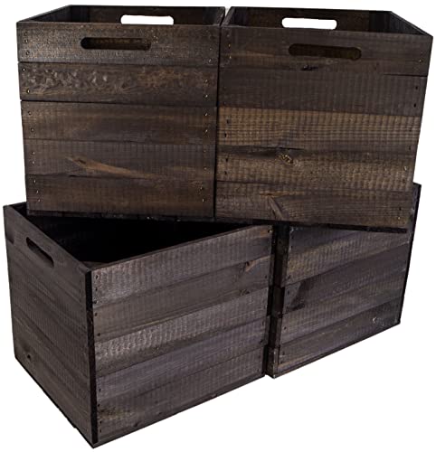Holzkiste schwarz passend für alle Ikea Kallax Regale und Expedit Regale Einschubkiste Schubladenbox Weinkiste 32x37x32cm (4er Set) von Kistenkolli Altes Land