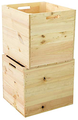 Kistenkolli Altes Land 2er Set Holzkiste Aufbewahrungskiste passend für alle Kallaxregale und Expidit Regale Kallaxysteme Weinkiste Obstkiste Regalkiste Maße 33x37,5x32,5cm (Natur) von Kistenkolli Altes Land