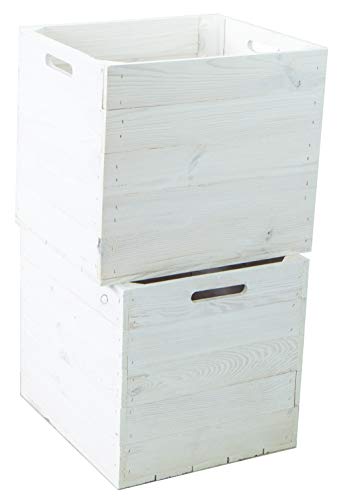 Kistenkolli Altes Land 2er Set Holzkiste Aufbewahrungskiste passend für alle Kallaxregale und Expidit Regale Kallaxysteme Weinkiste Obstkiste Regalkiste Maße 33x37,5x32,5cm (Weiss) von Kistenkolli Altes Land