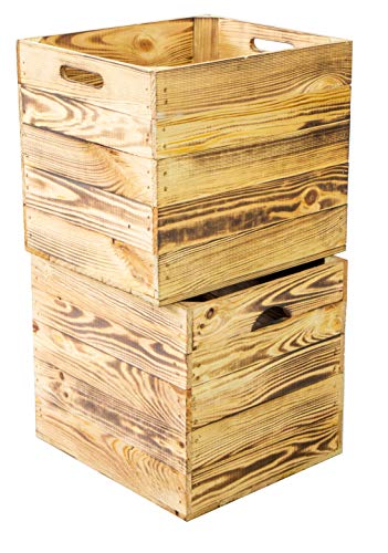 Kistenkolli Altes Land 2er Set Holzkiste passend für Kallax Regal und Expidit Regale Maße 33x37,5x32,5cm (Geflammt) von Kistenkolli Altes Land