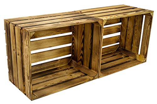 2er Set Obstkiste Johanna weiß mit geflammten Boden mit Mittelbrett geflammt LÄNGS Aufbwahrungsbox Weinkisten Regalkisten Aufbewahrungskisten (2er Set Johanna geflammt ohne) von Kistenkolli Altes Land