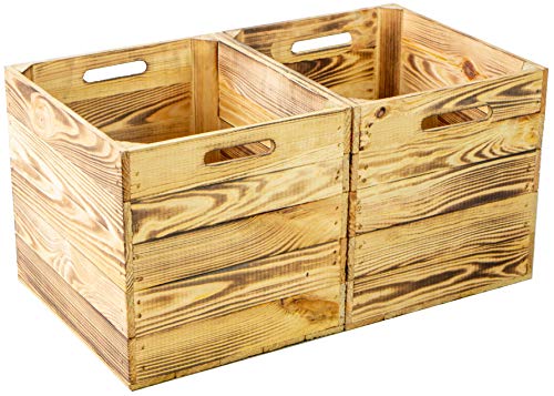 Kistenkolli Altes Land 2er Set rustikale Holzkiste passgenau für alle Kallaxregale und Expidit Regale Kallaxysteme Weinkiste Obstkiste Regalkiste Maße 33x37,5x32,5cm (Geflammt) von Kistenkolli Altes Land