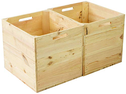 Kistenkolli Altes Land 2er Set rustikale Holzkiste passgenau für alle Kallaxregale und Expidit Regale Kallaxysteme Weinkiste Obstkiste Regalkiste Maße 33x37,5x32,5cm (Natur) von Kistenkolli Altes Land