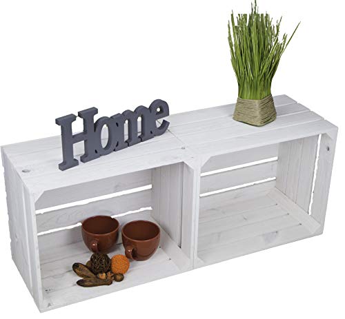 2er set Obstkiste "Johanna" weiß mit geflammten Boden mit Mittelbrett geflammt LÄNGS Aufbwahrungsbox Weinkisten Regalkisten Aufbewahrungskisten (2er set Johanna weiß ohne) von Kistenkolli Altes Land