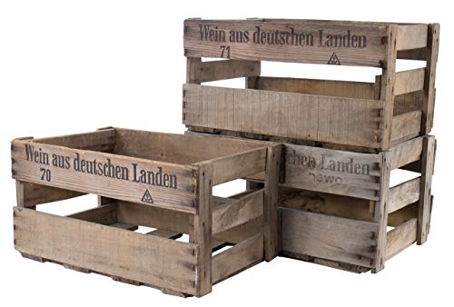 Kistenkolli Altes Land 3 Stück Schöne Originale Weinkisten mit Aufschrift 46cm x 30,5cm x 24cm von Kistenkolli Altes Land