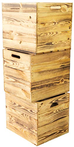 Kistenkolli Altes Land 3er Set Holzkiste Aufbewahrungskiste Schubladenbox passend für alle Kallaxregale und Expidit Regale Weinkiste Obstkiste Regalkiste Maße 33x37,5x32,5cm boxen von Kistenkolli Altes Land