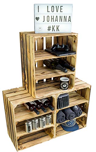 3er Set Obstkistenregal Johanna geflammt mit Zwei Zwischenbrettern quer Regalkiste Schuhregal Bücheregal 3er Set Obstkistenregal Johanna geflammt mit Zwei Zwischenbrettern quer Regalkiste Schuhregal Bücheregal von Kistenkolli Altes Land