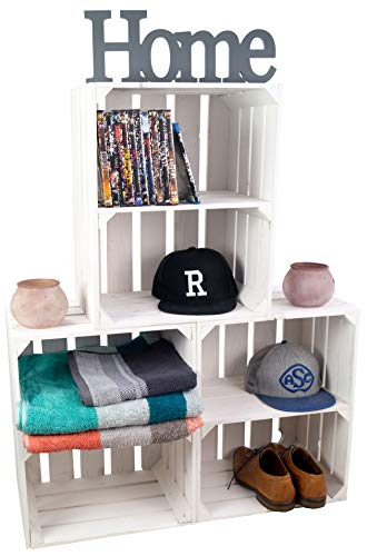 Kistenkolli Altes Land 3er set neue weisse Obstkistem mit Zwischenbrett Apfelkiste Weinkiste Ablagekiste Schuhregalkiste +++50 x 30 x 40 cm (WEISS MIT EINLAGE QUER) von Kistenkolli Altes Land