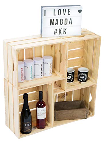 4er Set Gemüsekiste Stapelkiste Stapelbox Holzkiste Weinkiste Obstkiste nachhaltig FSC Zertifiziert (4er Set 30x40x23, Natur) von Kistenkolli Altes Land