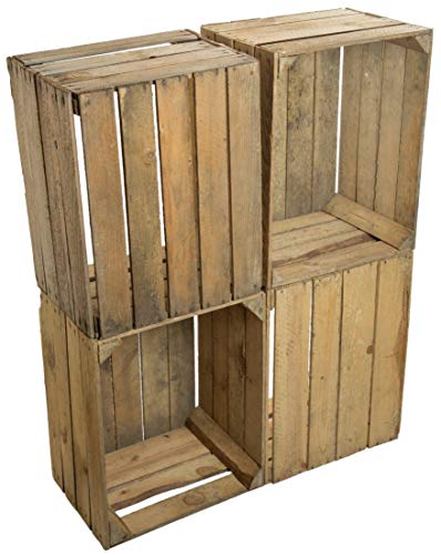 Kistenkolli Altes Land 4er Set alte oder Neue Obstkisten Dekoration Wohnzimmertisch Abstelltisch Apfelkisten Holzkisten (4er set gebraucht Natur) von Kistenkolli Altes Land