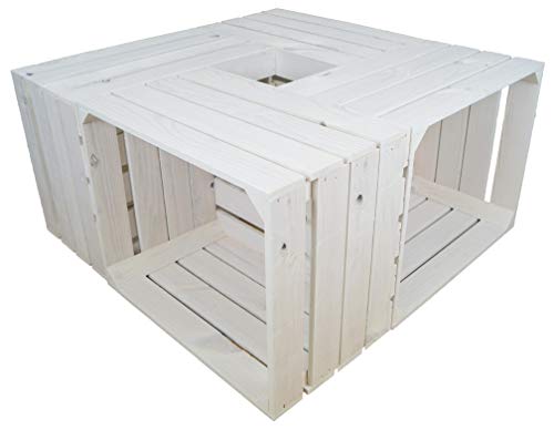 Kistenkolli Altes Land 4er Set alte oder neue Obstkisten Dekoration Wohnzimmertisch Abstelltisch Apfelkisten Holzkisten (4er set weiss Neu) von Kistenkolli Altes Land