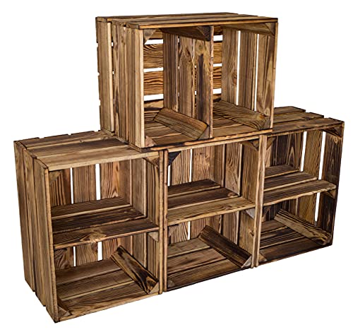Kistenkolli Altes Land Holzkiste Bella 40 x 30 x 25cm - Geflammt, Robust, Ideal für Balkon, Wohnung oder Garten - Set von 4 Kisten - Brown Kistenkolli Altes Land Holzkiste Bella 40 x 30 x 25cm - Geflammt, Robust, Ideal für Balkon, Wohnung oder Garten - Set von 4 Kisten - Brown von Kistenkolli Altes Land