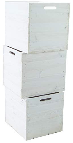 Holzkiste für Kallax Regale und Expidit Regale Weinkiste Obstkiste Regalkiste Maße 33x37,5x32,5cm (3er Set, Weiss) von Kistenkolli Altes Land